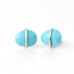 Large Bezel Wrapped Freeform Stud Earrings Turquoise Earrings E3212TQDUPE