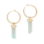 Micropave Diamond Wrapped Aquamarine Hoop Earrings EARRINGS E3217