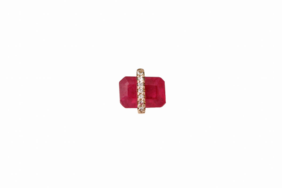 Diamond Wrapped Baguette Stud (half pair) Ruby Earrings IMG_2318