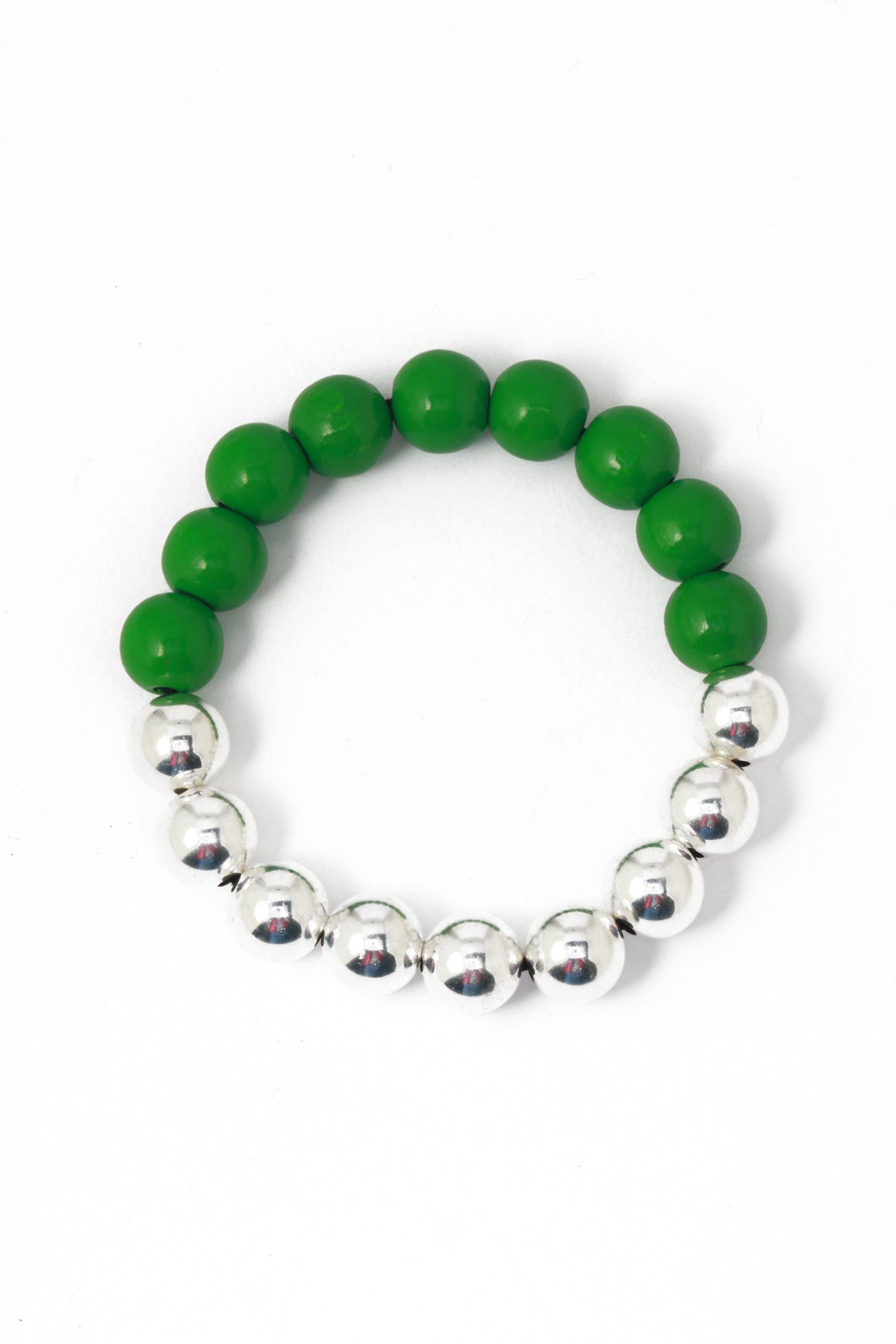 Perlen Silver/Wood Bracelet in Green by Ina Seifart Phone Accesories IS_PSWBGR