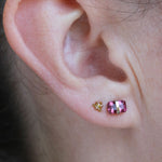 Bezel Wrapped Baguette Stud (half pair) Earrings LE2802G-and-E3111GGARonmodel_copy_9e821a77-d29a-4c10-be7b-56089be8d4a5
