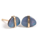 Bezel Wrapped Opal Freeform Stud Earrings Earrings Le3037