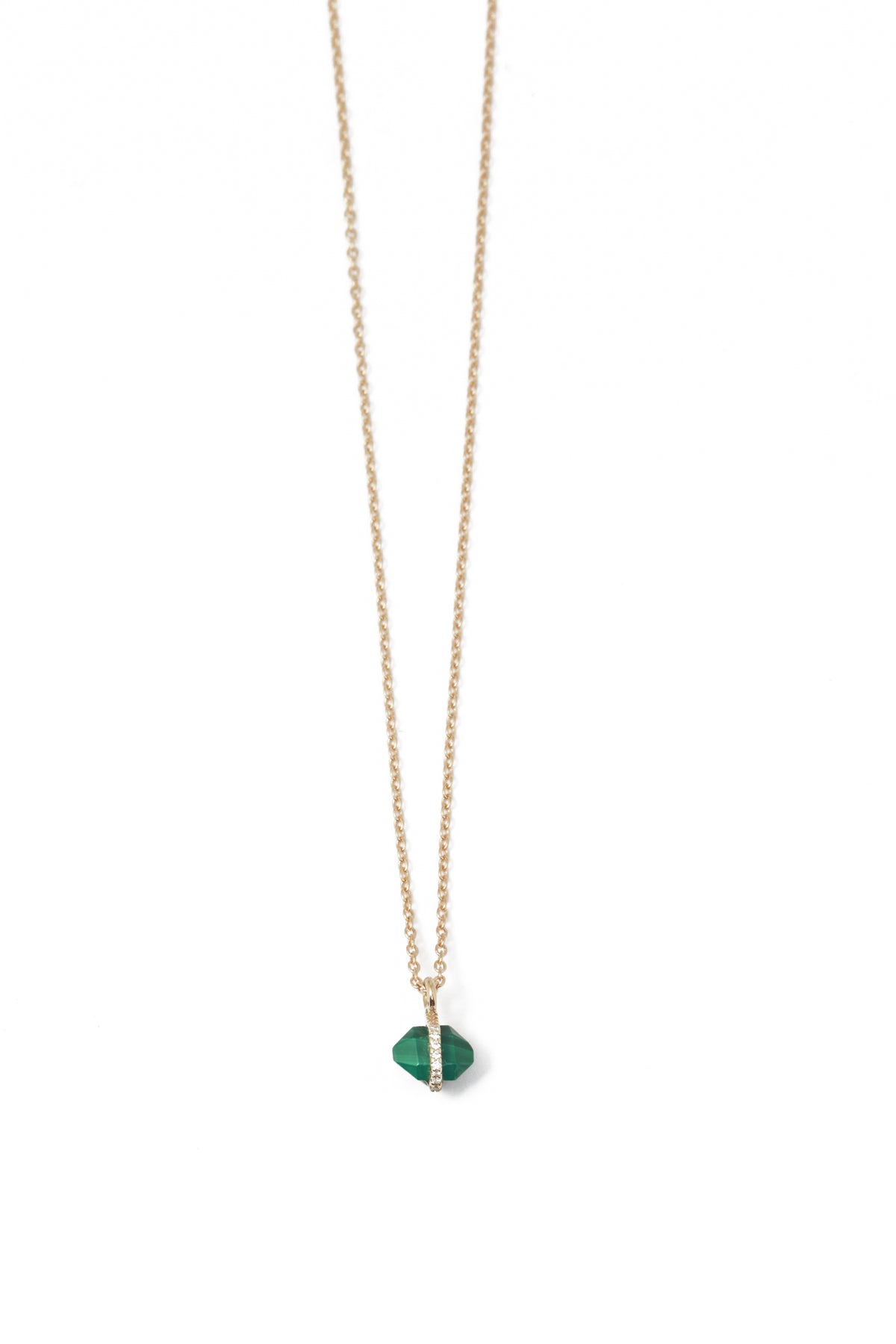 Small Micropave Bezel Wrapped Herkimer cut Malachite Necklace Necklace N2198GMAL