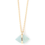 Large Bezel Wrapped Herkimer Cut Aquamarine Necklace Necklaces N2199AQ