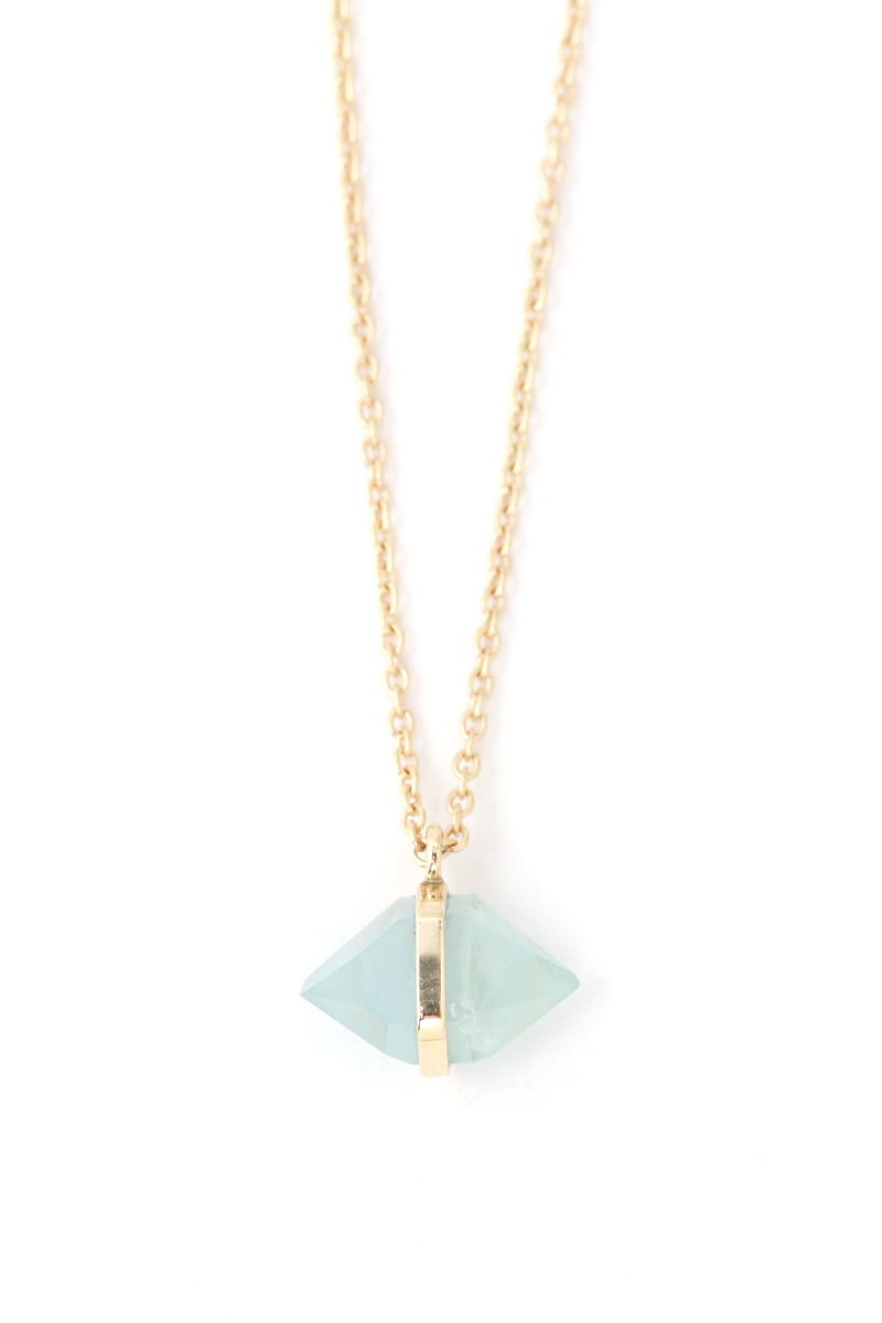 Large Bezel Wrapped Herkimer Cut Aquamarine Necklace Necklaces N2199AQ