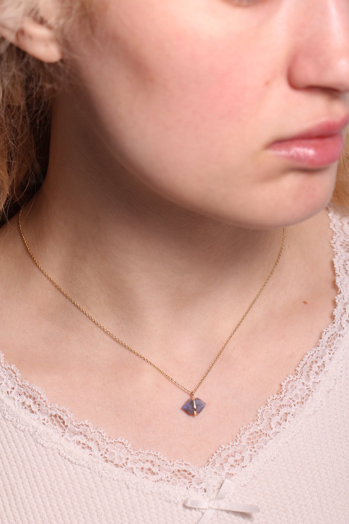 Large Bezel Wrapped Herkimer Cut Labradorite Necklace Necklace N2199GLAB-OM_copy