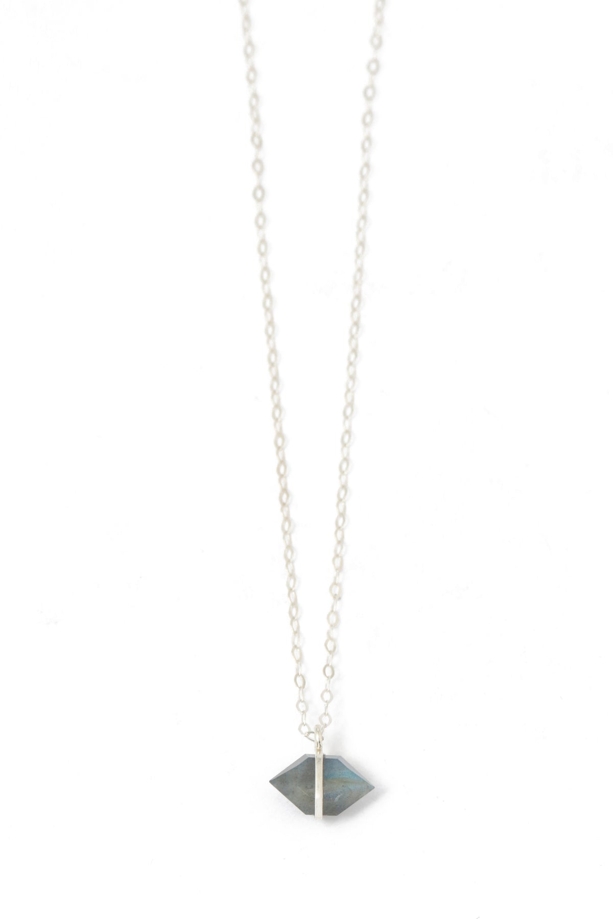 Large Bezel Wrapped Herkimer Cut Labradorite Necklace Sterling silver Necklace N2199LAB-2