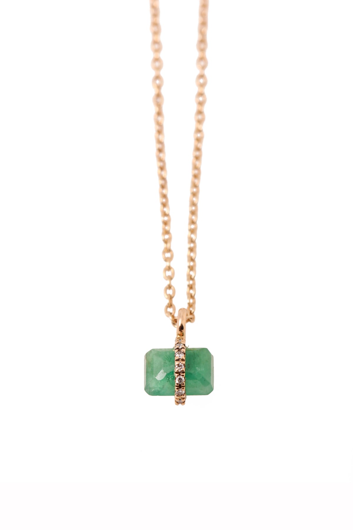 Diamond Wrapped Emerald Cut Emerald Necklace NECKLACE N2209GEMCOPY
