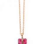 Diamond Wrapped Emerald Cut Ruby Necklace NECKLACE N2209GR
