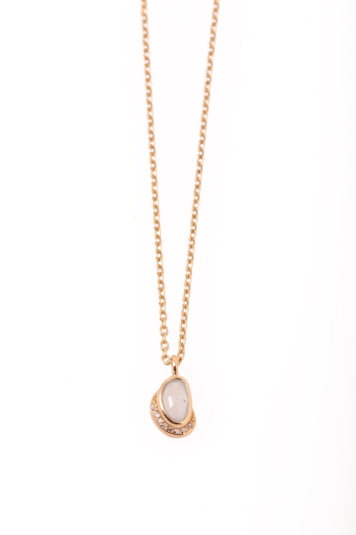 Rainbow Moonstone with Diamond Crescent Moon Pendant Necklace Necklace N2212GRMSCOPY