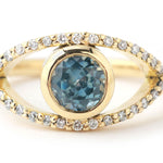 Round Blue Sapphire Eye Ring with Diamond Pavé Rings OFK4410-ecom