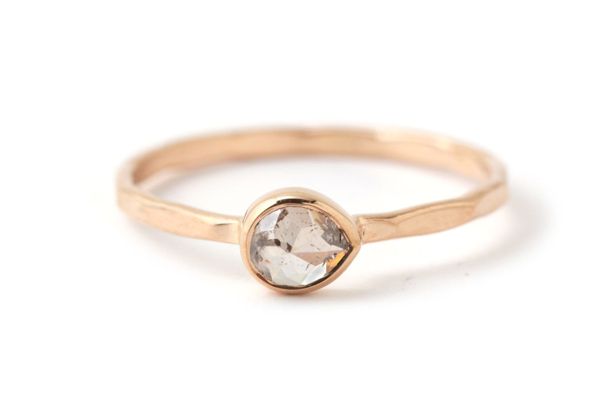 East-West Pear-Cut Diamond Ring BFCM Stock Ring OFK4426