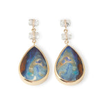 Aquamarine and Boulder Opal Triple Drop Earrings Earrings OFK4471-2