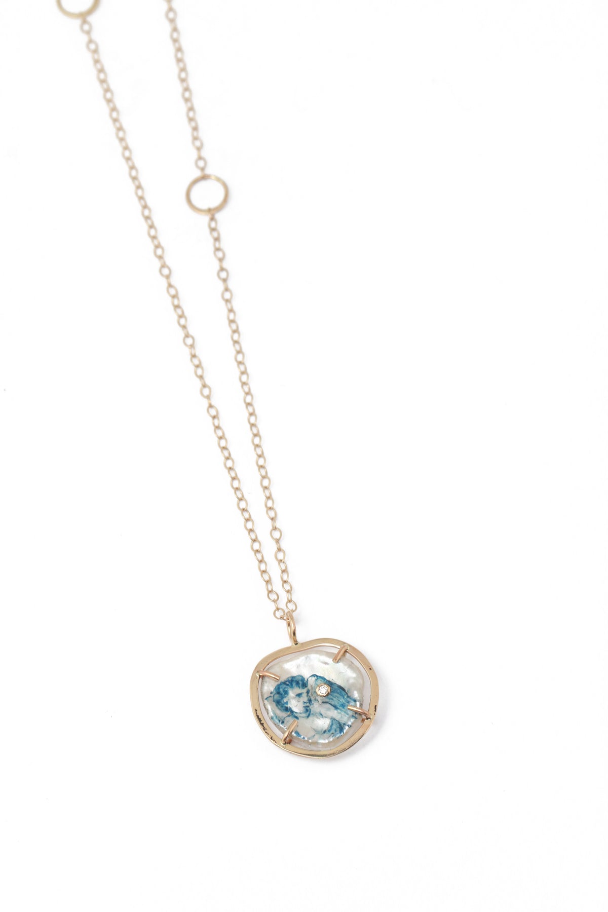 MJM X Alyssa Goodman Hand-painted Angel Pearl Necklace Necklace OFK4482