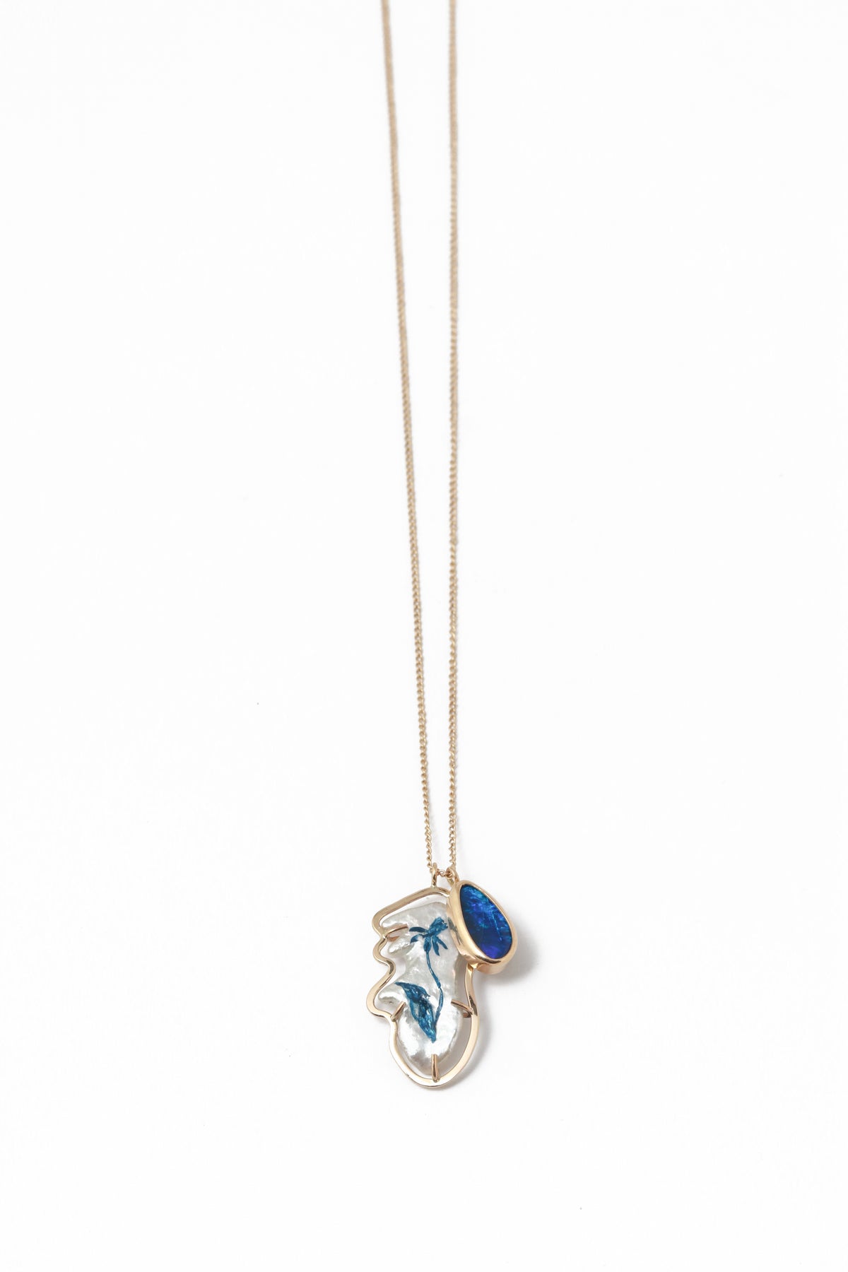 MJM X Alyssa Goodman Hand-painted Pearl And Opal Pendant Necklace Necklace OFK4483-option2