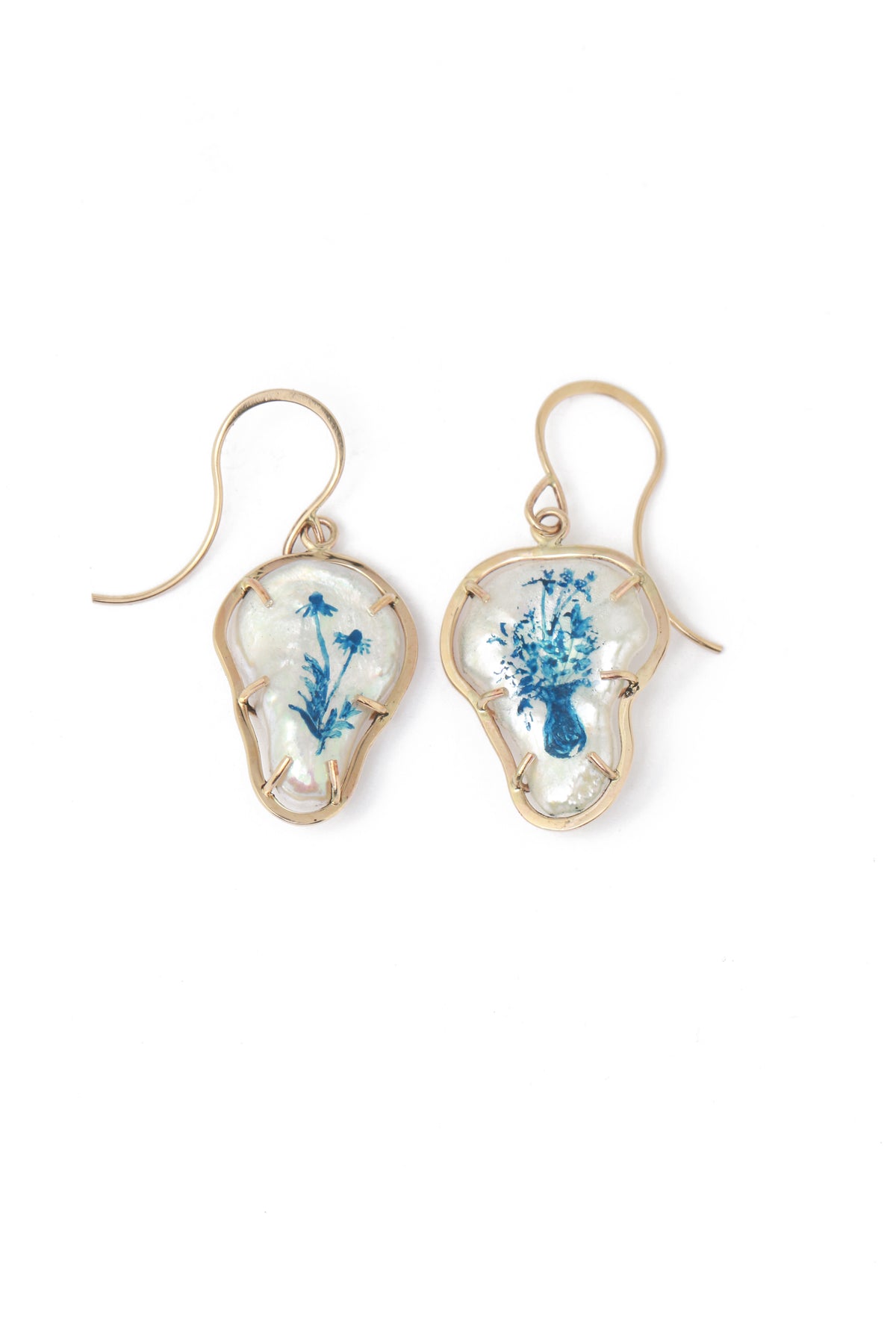 MJM X Alyssa Goodman Hand-painted Floral Pearl Earrings EARRING OFK4486-option2