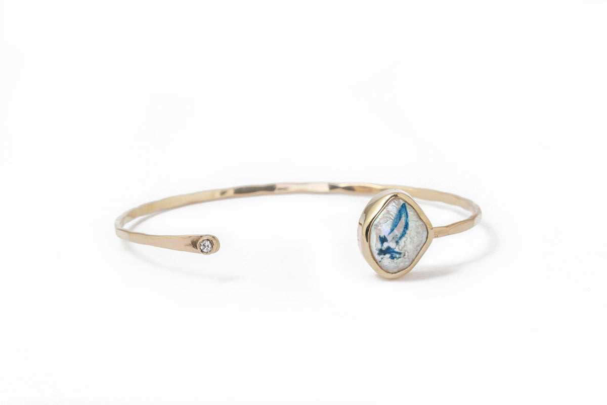 MJM X Alyssa Goodman Hand-painted Pearl And Diamond Cuff BRACELET OFK4488-option2