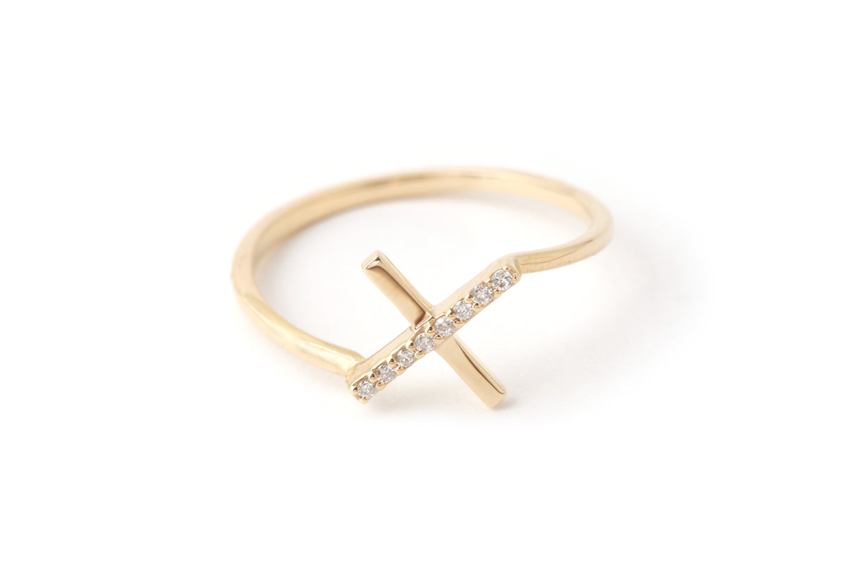 Pave Diamond X Ring BFCM Stock Ring R1290