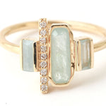 Cityscape Triple Aquamarine and Diamond Tower Ring BFCM Stock Ring R1301aq-ecom