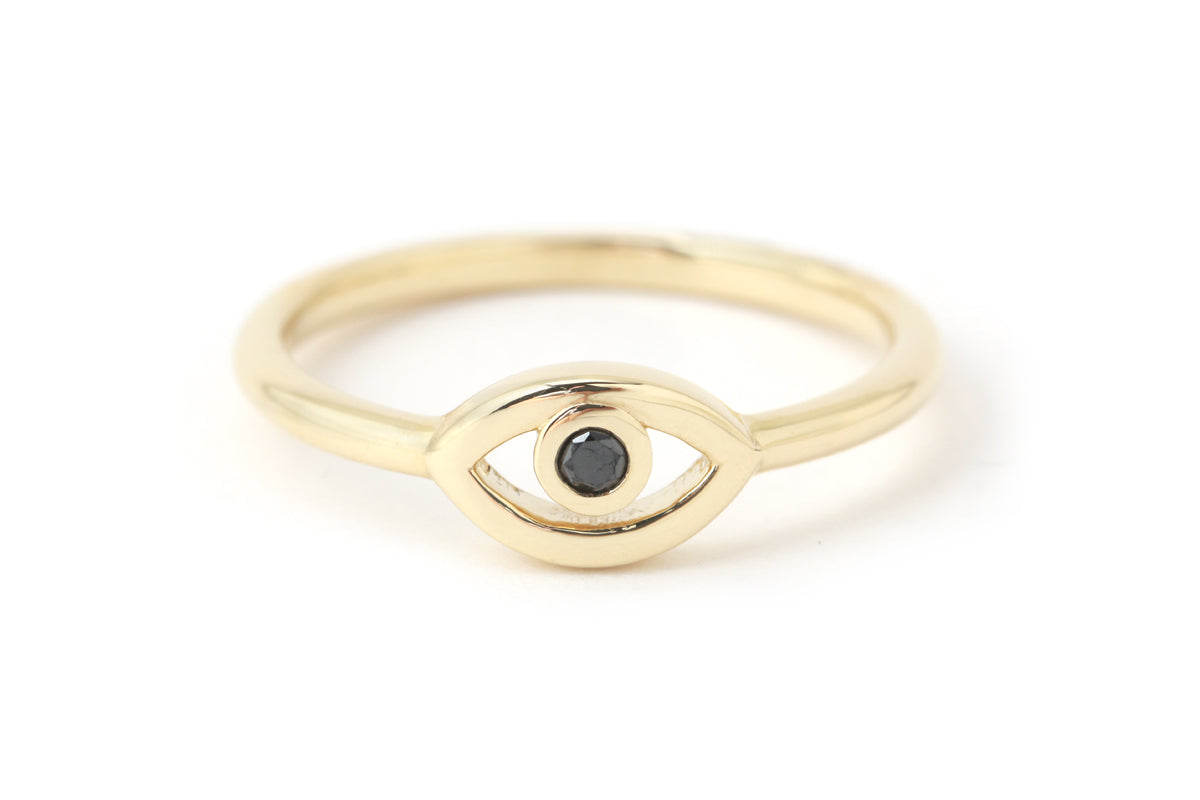 Small Black Diamond Eye Ring BFCM Stock Ring R1304BLK