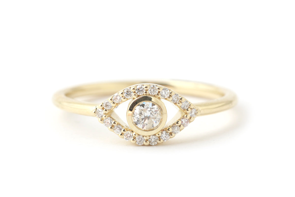 Pave White Diamond Eye Ring RING R1306