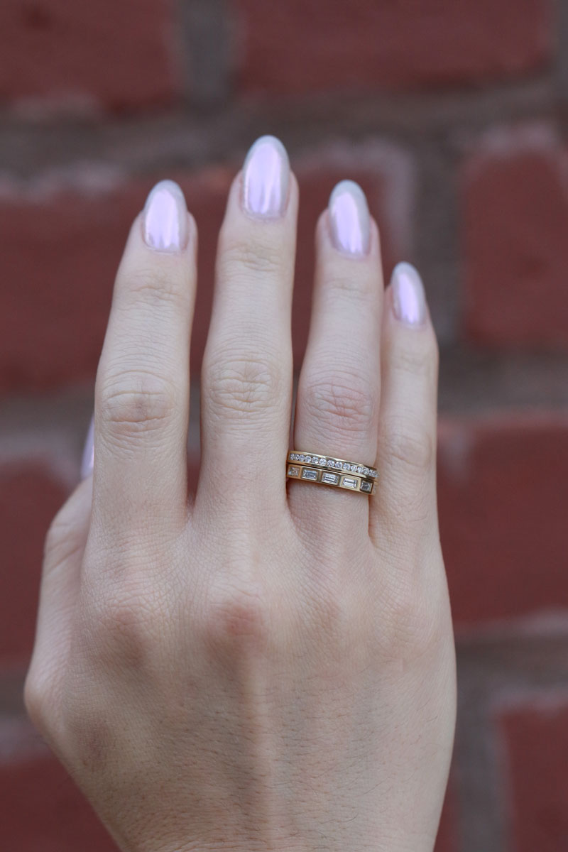White Diamond Half Channel Eternity Band- 14k Yellow Gold Stock Ring R1309GWHT-onmod