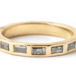 Salt and Pepper Diamond Baguette Band - 18k Yellow Gold Rings R1312G-web