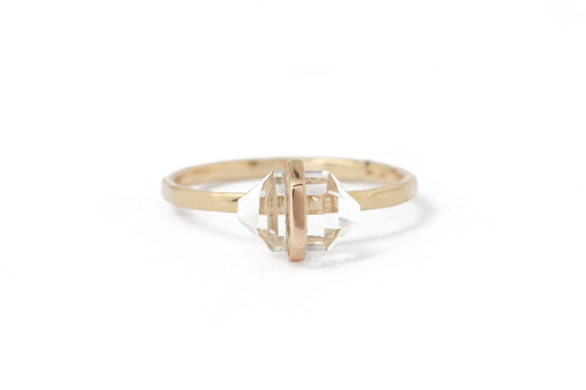 Bezel-Wrapped Herkimer Cut White Topaz Ring BFCM Stock Ring R1323GWT