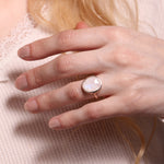 Extra large freeform Rainbow Moonstone cocktail ring BFCM Stock Ring R1324RMSOM