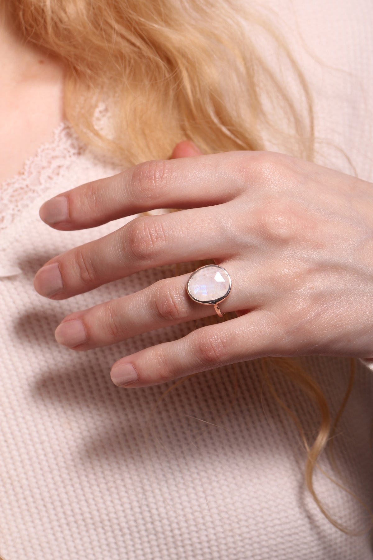 Extra large freeform Rainbow Moonstone cocktail ring BFCM Stock Ring R1324RMSOM