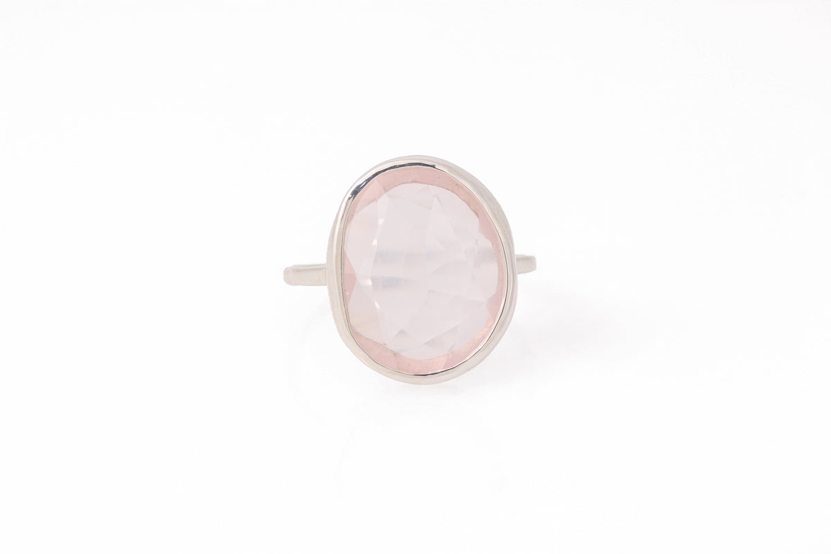 Extra large freeform Rose Quartz cocktail ring BFCM Stock Ring R1324RQ-6