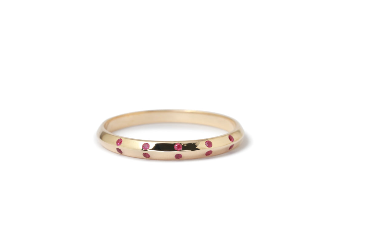 Ruby Double Side Flush Set Stacking Ring Stock Ring R1331GR