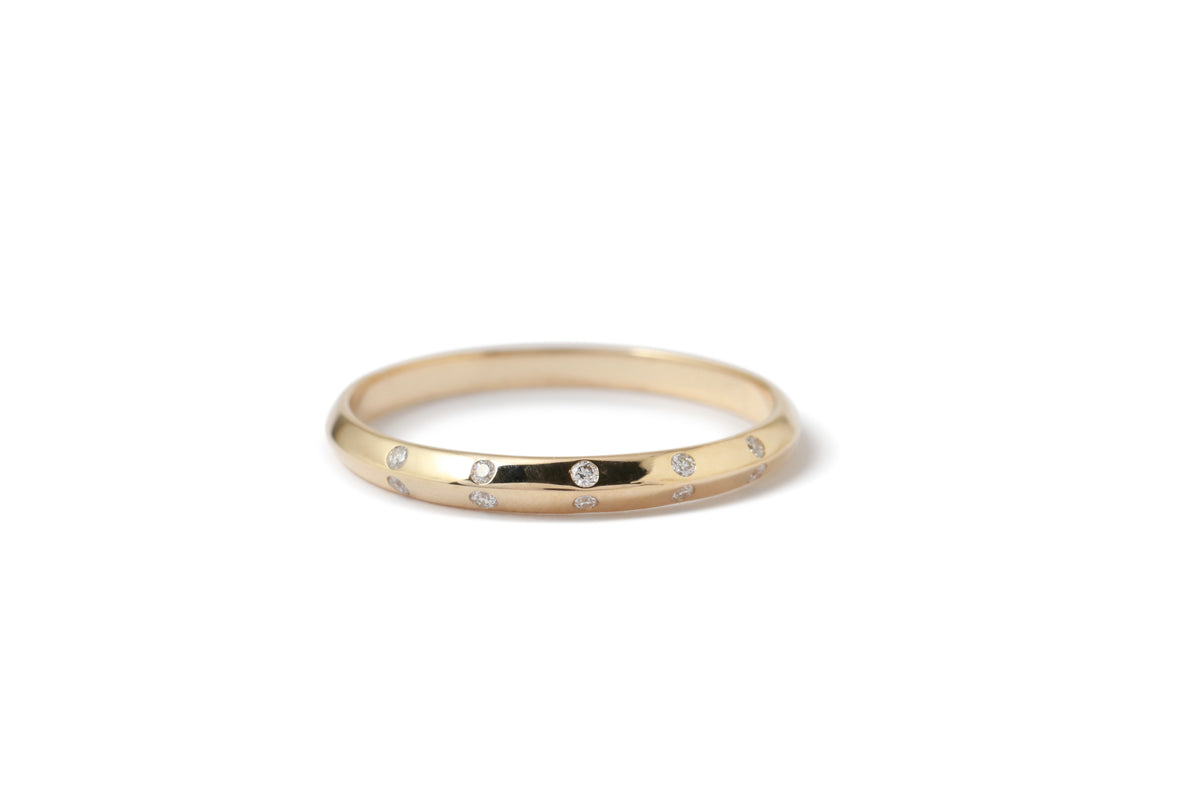 White Diamond Double Side Flush Set Stacking Ring Stock Ring R1331GWD