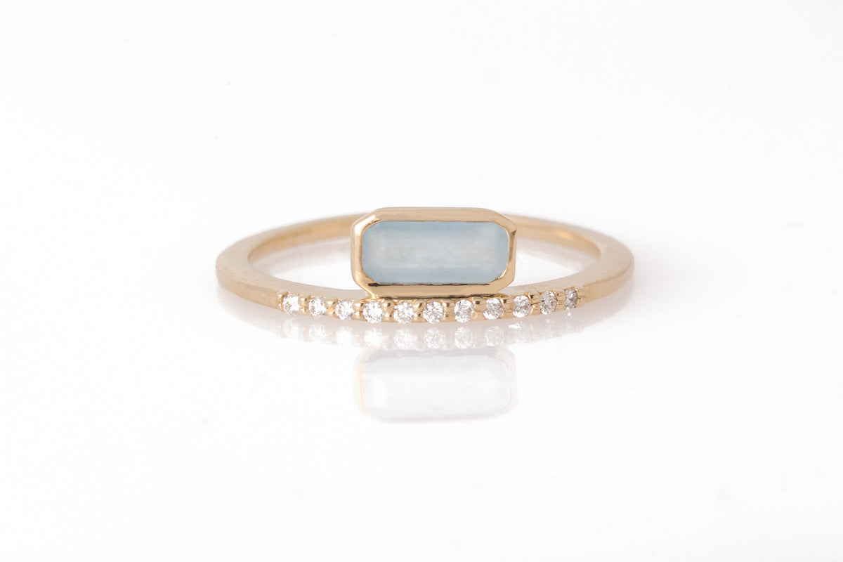 Aquamarine Micropave Diamond Cityscape Stacking Ring 6 Stock Ring R1332GAQcopy