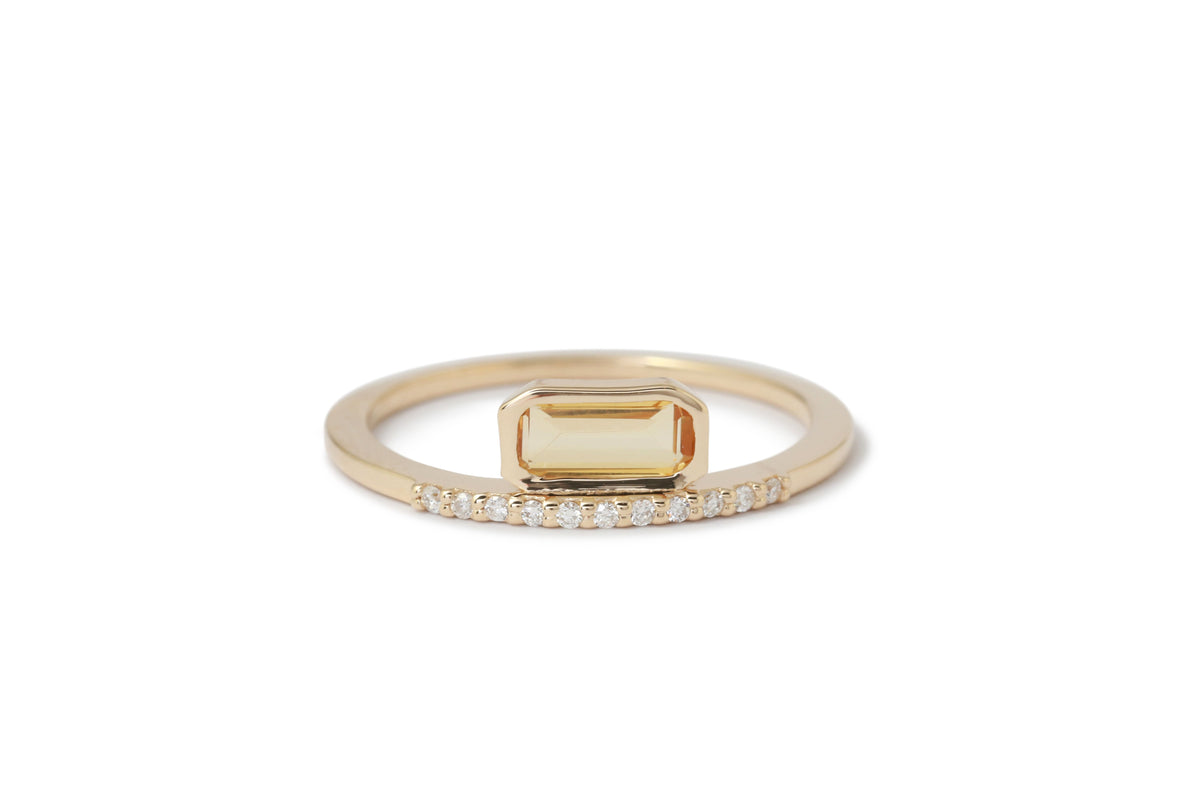 Citrine Micropave Diamond Cityscape Stacking Ring RESIZE Stock Ring R1332GCIT