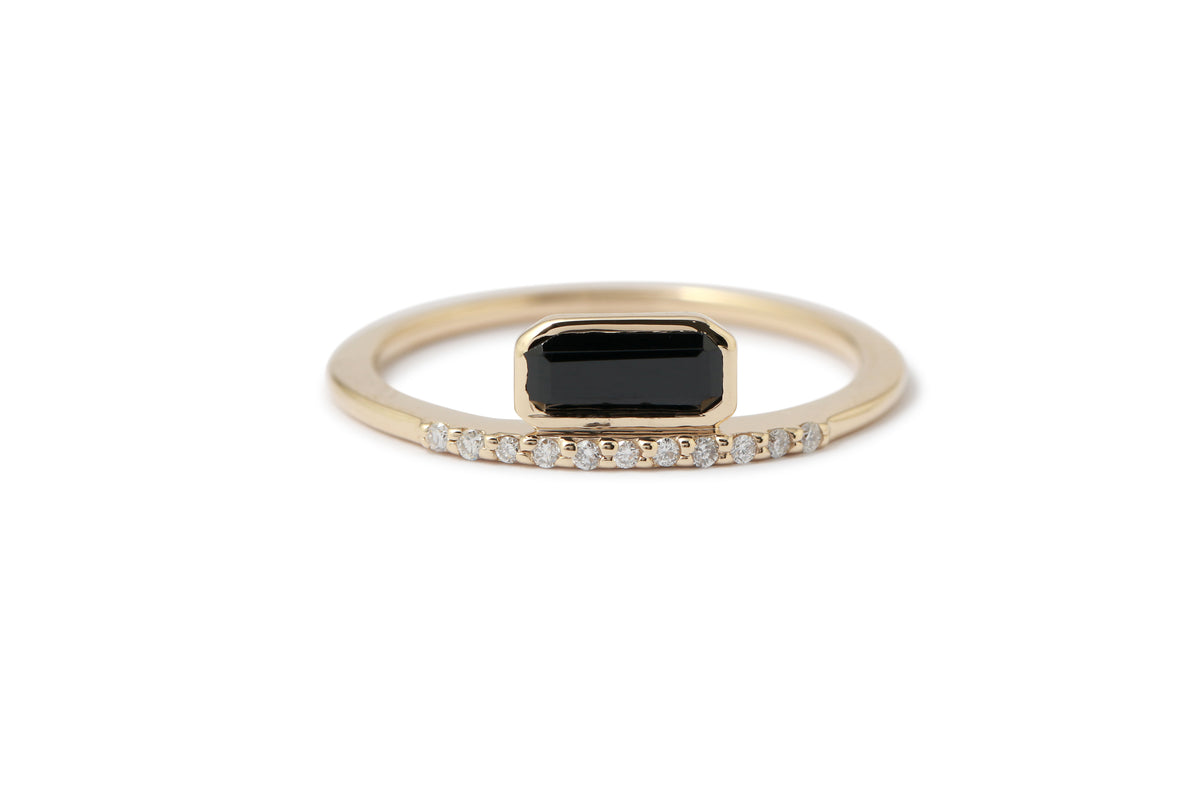 Onyx Micropave Diamond Cityscape Stacking Ring Stock Ring R1332GON