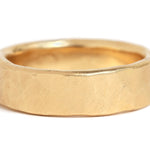 6mm Solid Hammered Band - 18k Yellow Gold Stock Ring R384