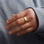 6mm Solid Hammered Band - 18k Yellow Gold Stock Ring R384G18-3