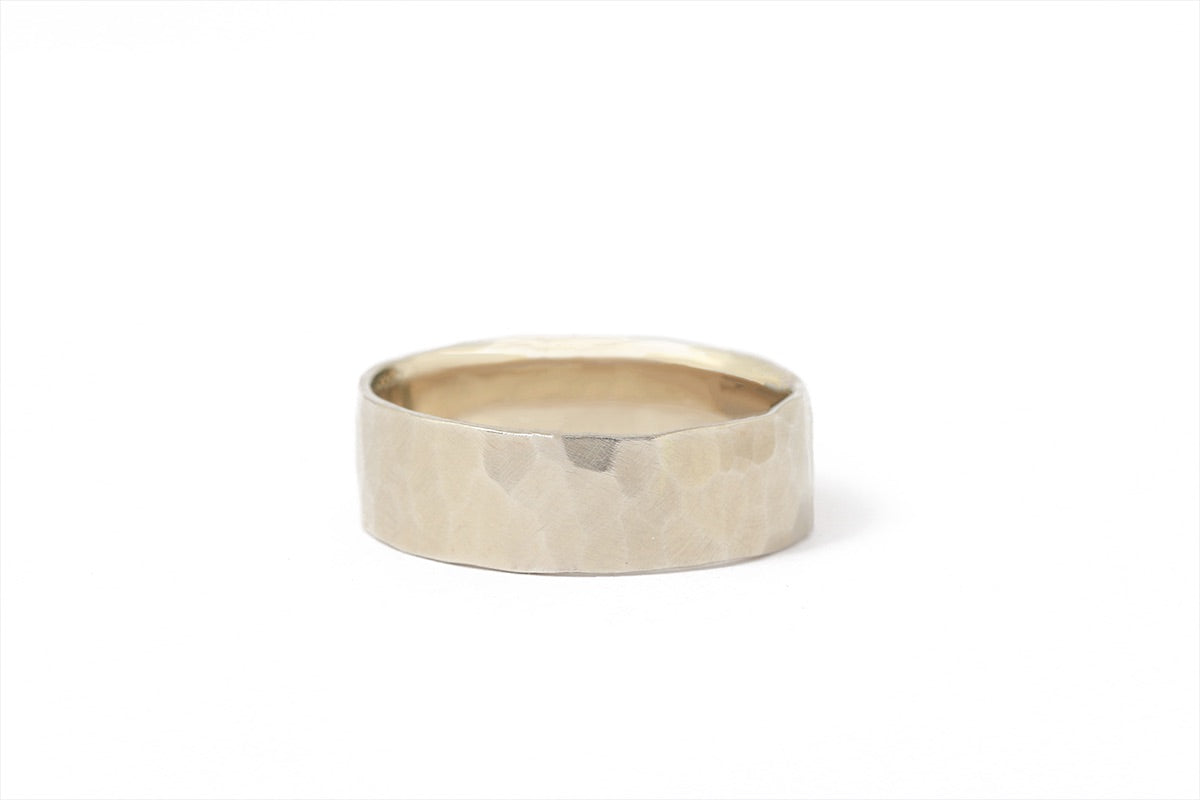 6mm Hand-Hammered Band - 14k White Gold Stock Ring R384WG