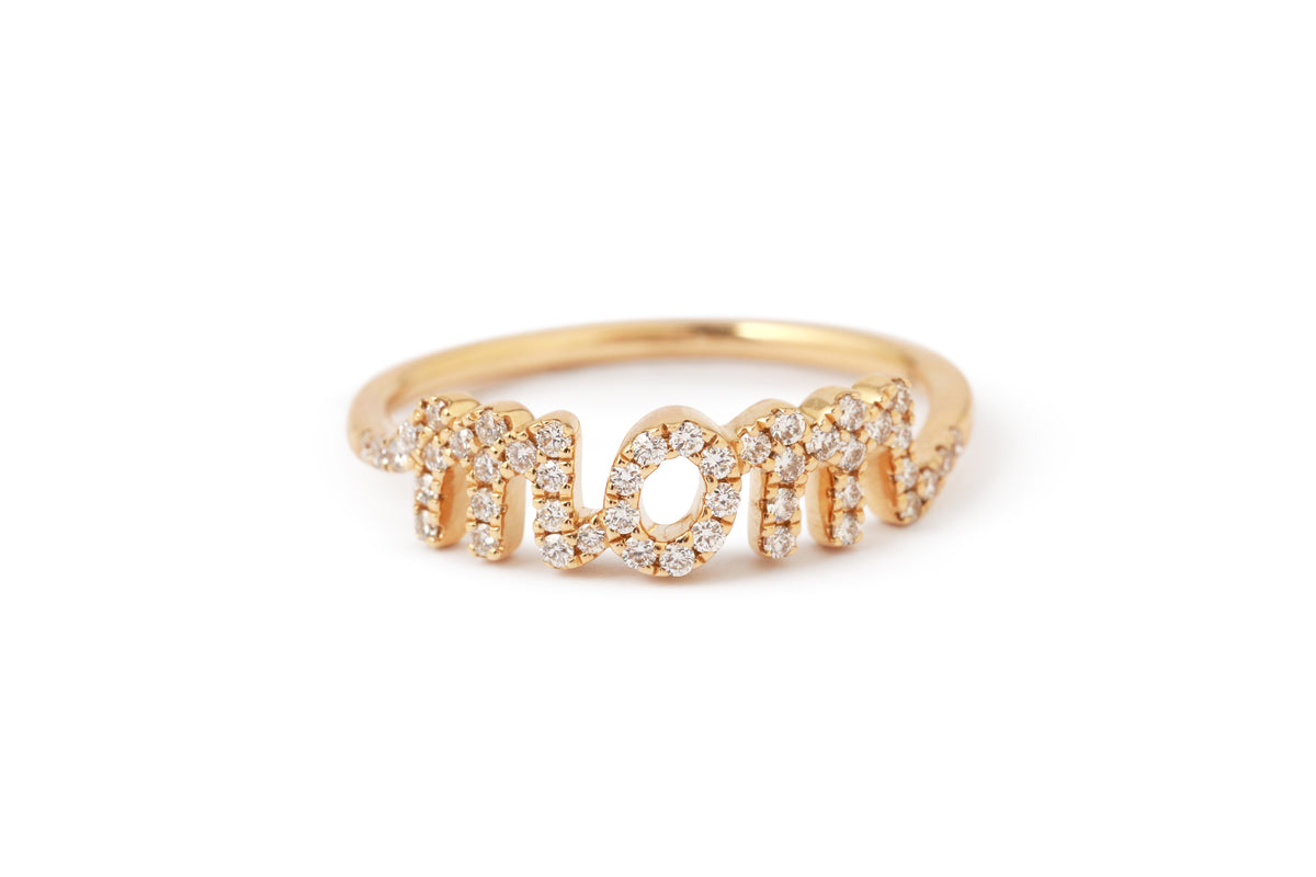 Pave Diamond "Mom" Ring by Tiffany Yan Stock Ring TY_2040DIA_cadfb1e3-6ce0-4d05-bbbe-2718e60b4cc2