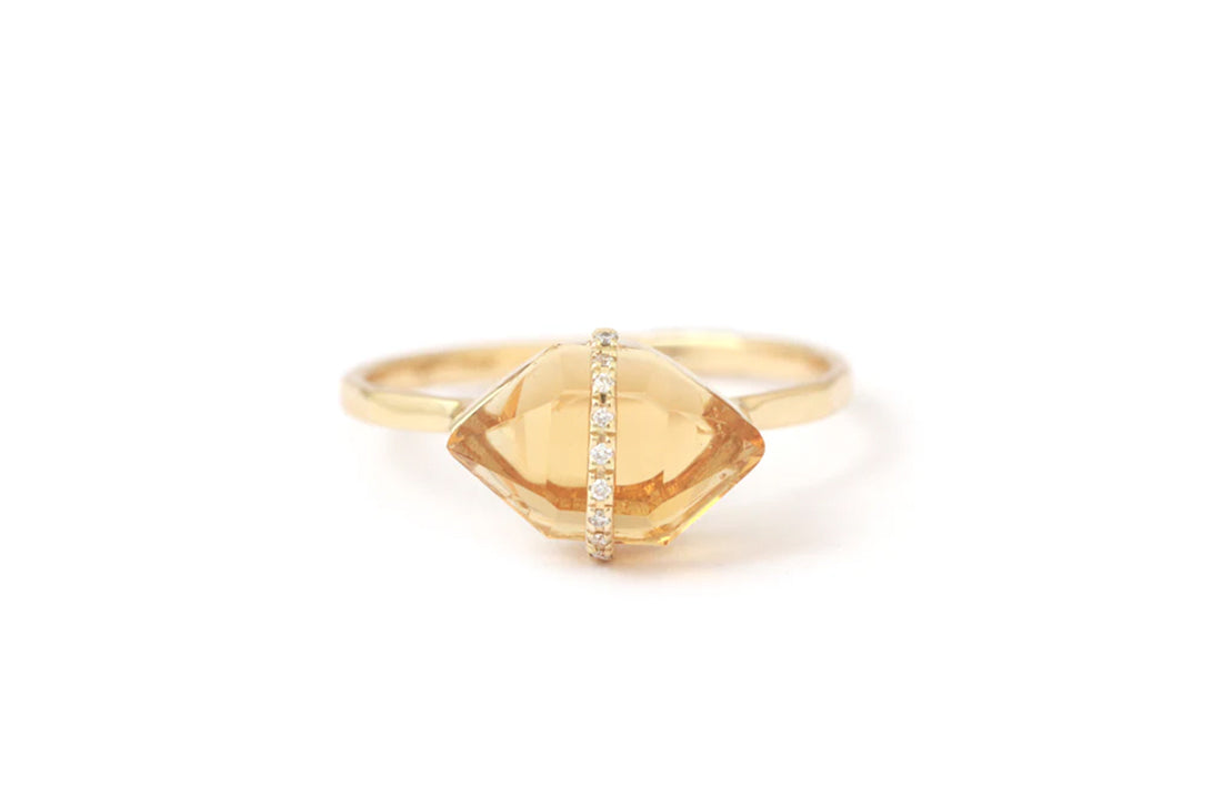 Micropave Bezel Wrapped Herkimer cut Citrine Ring BFCM Stock Ring Untitled-1