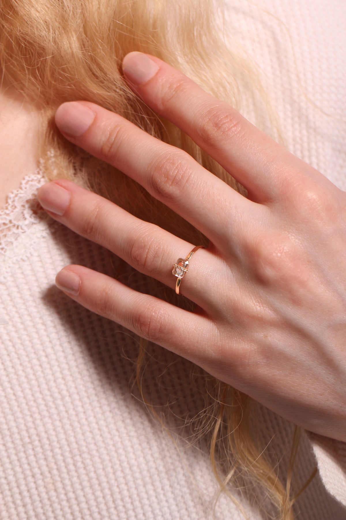 Micropave Bezel Wrapped Emerald Cut Aquamarine Ring RING Untitled_3