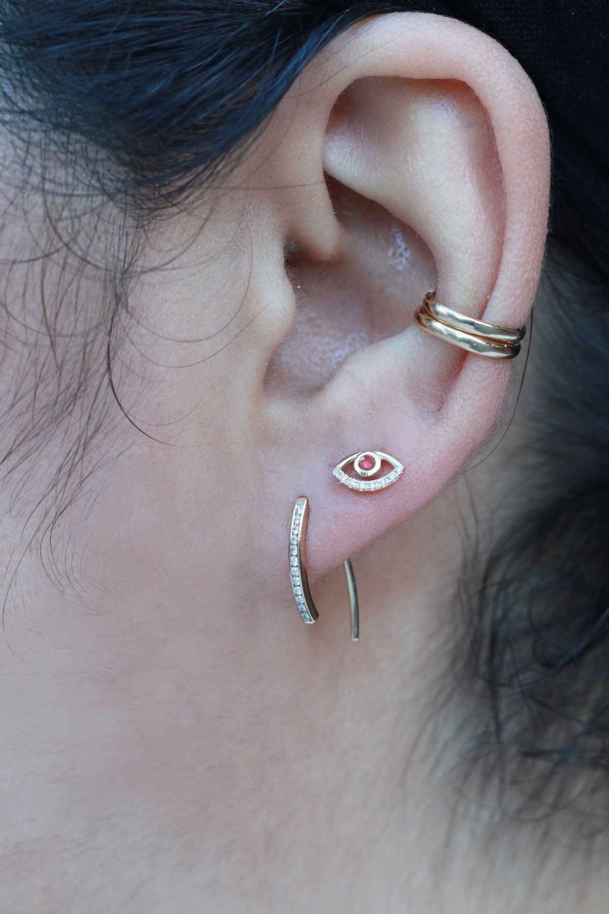 White Diamond Wishbone Hoop Earrings Earrings channel-eye