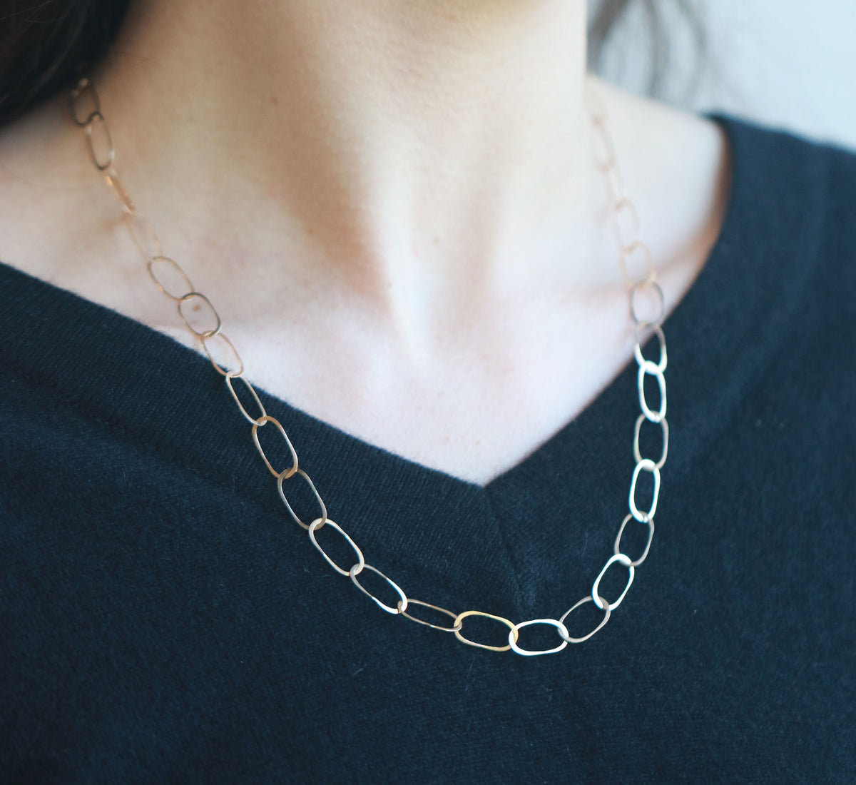 Flat Oval Chain Necklace Necklaces n300ov