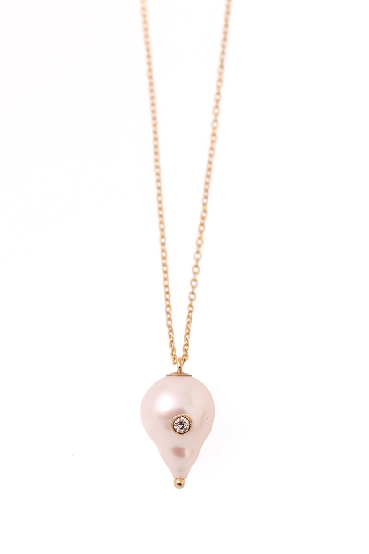 White Space Baby Baroque Pearl Necklace with Diamond Necklaces wsnk20copy