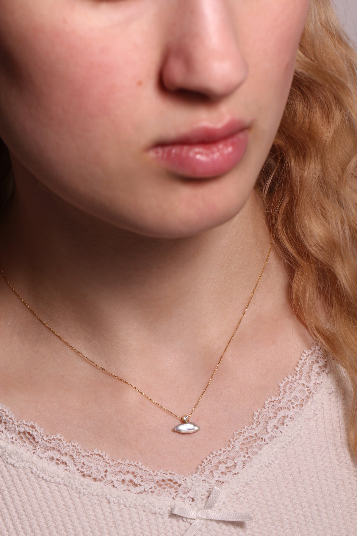 White Space Celeste Lagniappe Necklace, Diamond. 14k YG, 16 inches Necklaces wsnk24omcopy