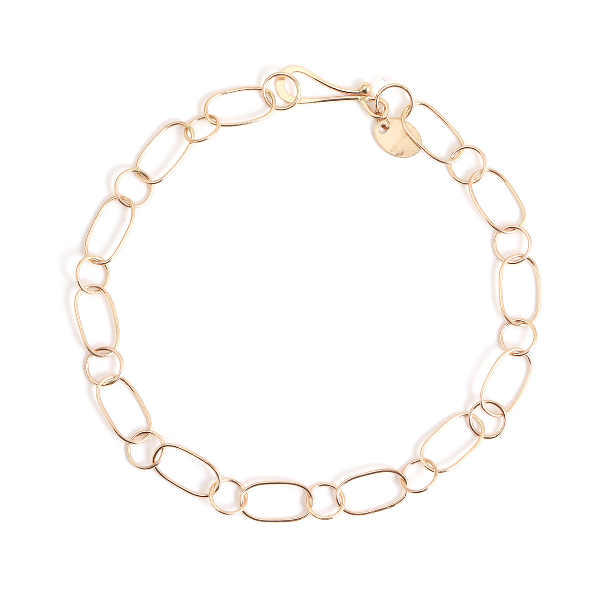 Oval and Round Link Chain Bracelet Gold Bracelets B914
