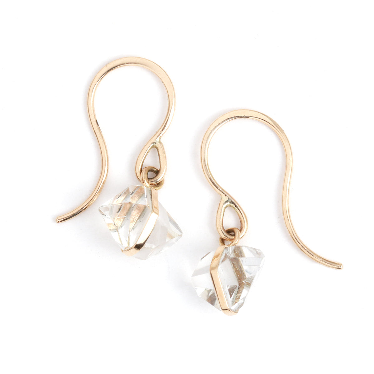 Bezel Wrap Herkimer Drop Earrings gold Earrings E2240G