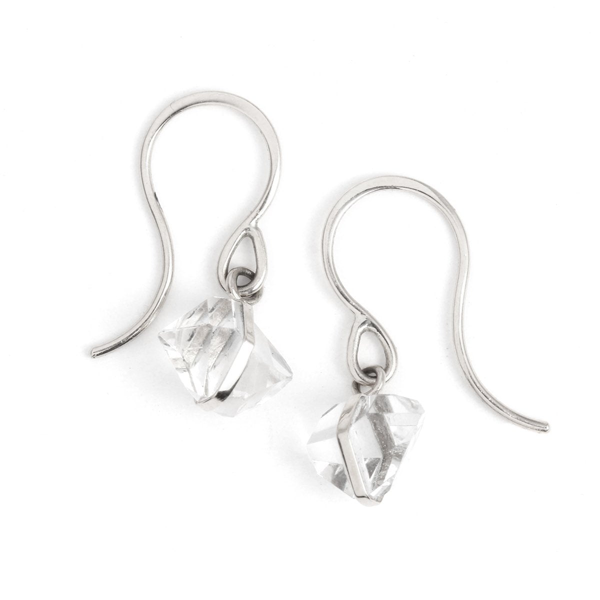 Bezel Wrap Herkimer Drop Earrings silver Earrings E2240s