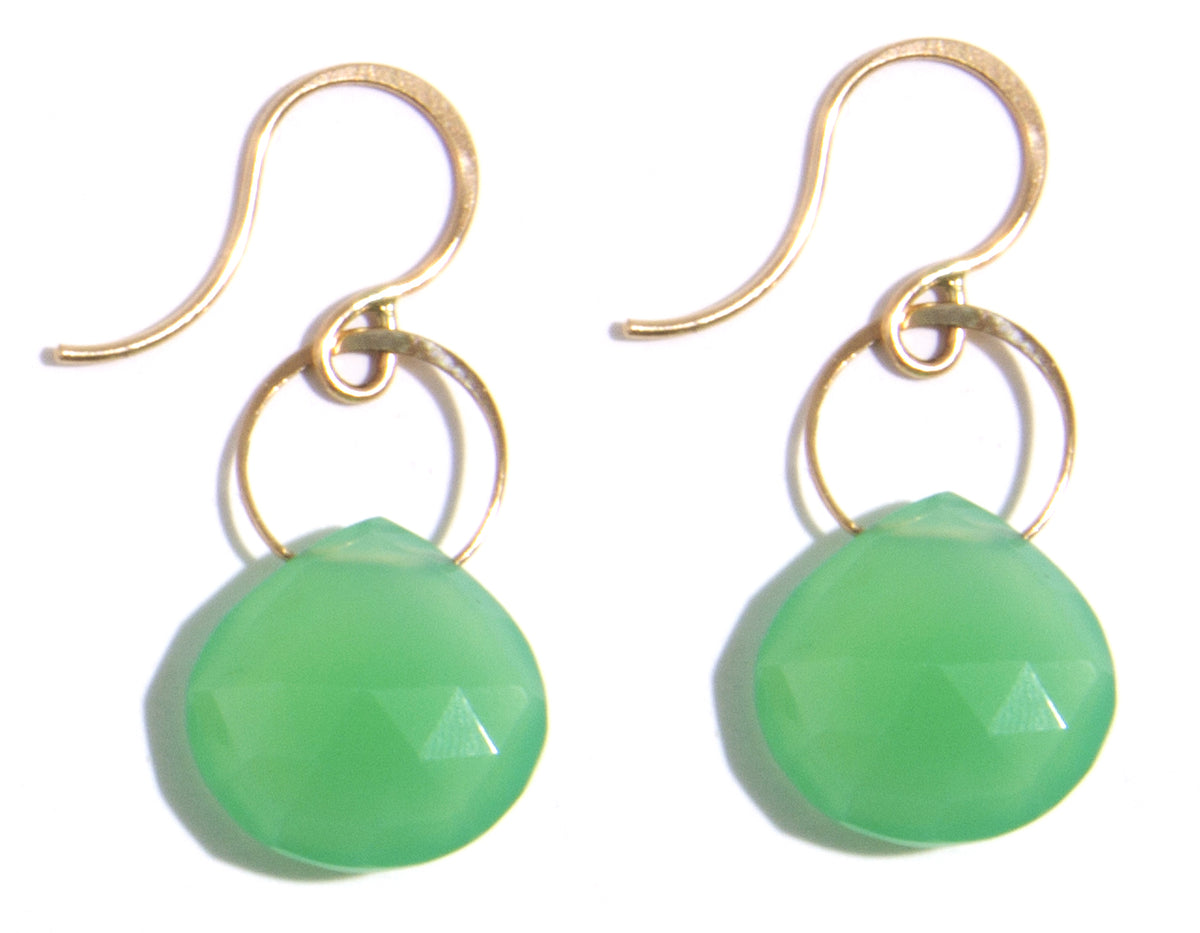 Medium Chrysoprase Single Drop Earrings Gold EARRINGS E2249CH